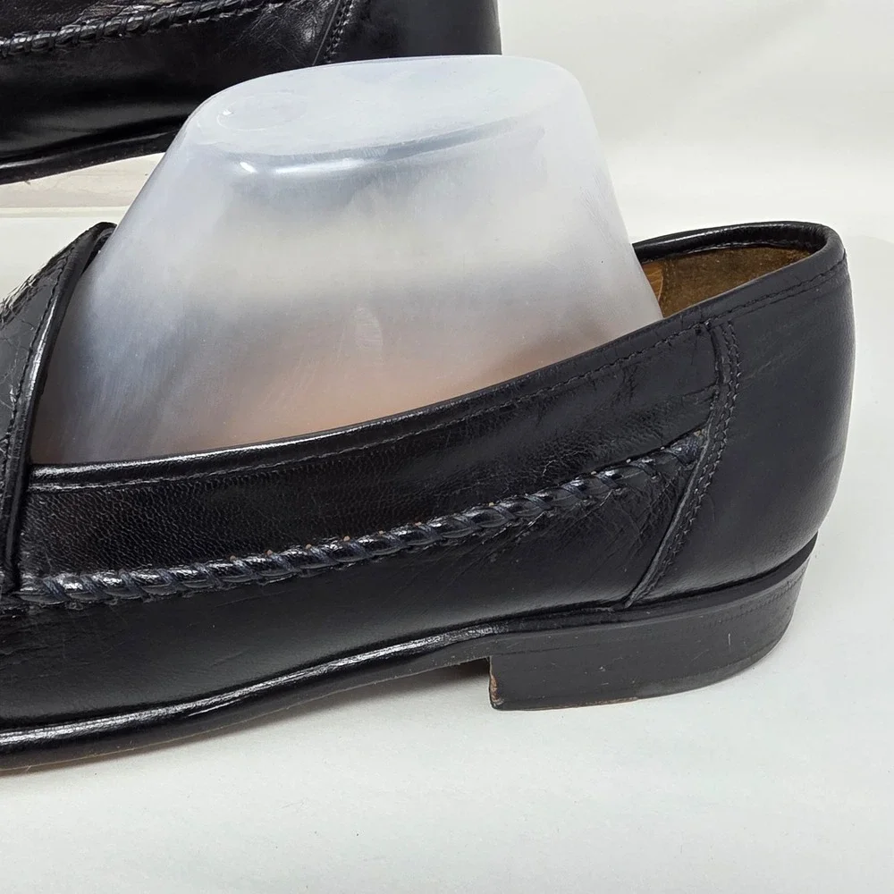 David Eden Loafers Mens 9 Black Crocodile Leather Exotic Penny Moccasin Good